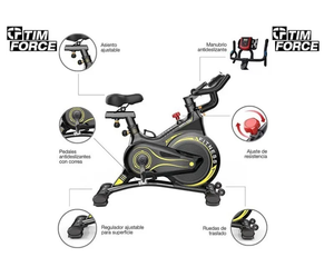 Bicicleta de Spinning con Resistencia de Contacto Directo, Cuadro de Aluminio, Volante de Inercia de 15 kg, para Uso Doméstico en Interiores - Product Image 2