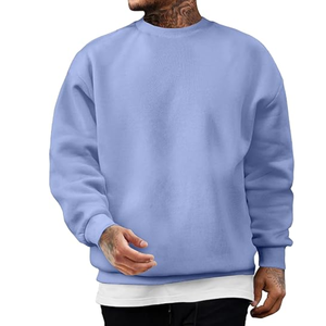 Sweat-shirt ample à col rond de couleur unie et à manches longues pour homme, personnalisé directement des pulls en tissu imprimé d'usine - Product Image 1