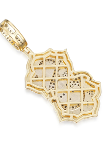 Pendentif en forme de dollar de style vintage opulent plaqué or 14 carats et rhodium avec pierres en moissanite VVS, cadeau - Product Image 5