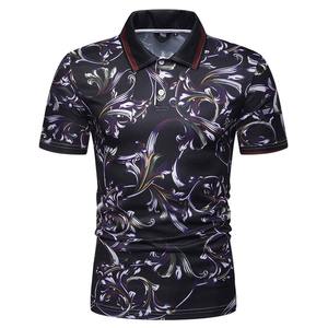 Todo estampado verano moda elástico manga corta Golf para POLO camiseta Casual transpirable secado rápido Jersey Material - Product Image 1
