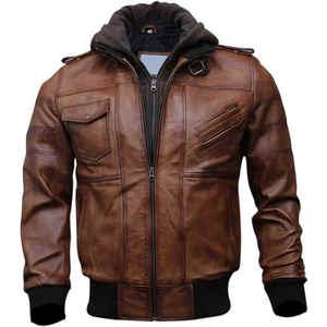 Veste en cuir à fermeture éclair décontractée pour hommes pour l'automne hiver à manches longues col montant dernier style de mode - Product Image 1