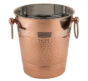 Trending Ice Bucket for Bar For Home Hotel Wine Bar Beer Vodka Cooler Ice Bucket Copper Color Unique Metal bucket beverage tube