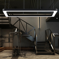 Lustre Suspendu Plafonnier Réglable Design Nordique Rectangle à Coins Arrondis pour Salle à Manger Décoration d'Intérieur