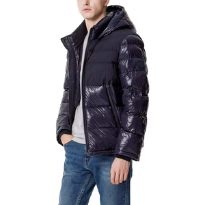 Stand Collar Winter Puffer Jacket Custom Design Pattern Low Rate Zipper <b>Plain</b> <b>Canvas</b> for Fall Customizable - Product Image 4