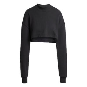 Sudadera Ecológica para Mujer, Bordada, de Forro Polar, Color Negro Puro, Transpirable, Resistente al Viento, Poliéster/Algodón, 340g, Cuello Redondo, para Invierno - Product Image 1