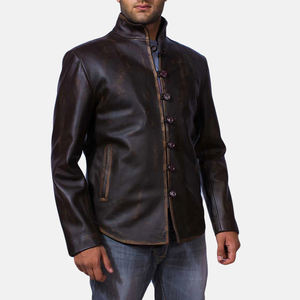 Chaqueta de cuero genuino para hombre de alta calidad, cuello levantado, temporada de invierno, Material transpirable, precio barato - Product Image 2