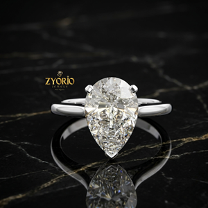 Bague de fiançailles solitaire en or 14 carats avec diamant en forme de poire pour femme - Product Image 4