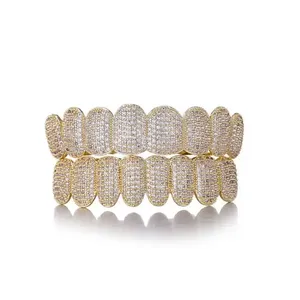 Diseño Personalizado Hip Hop Diamond Grillz 14K Oro Sólido Dientes Grillz Vvs Moissanite Diamond Grillz Party Wear para Exportación - Product Image 1