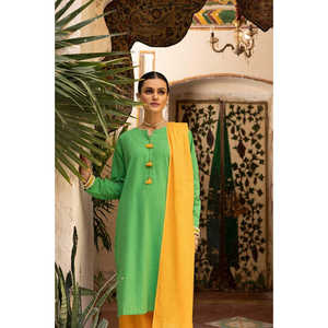 Conjunto Casual de Camisa y Pantalón Teñidos con Hilo WGK-YDS-DE-3316 para Primavera/Verano, Diseño sin Cuello - Product Image 4