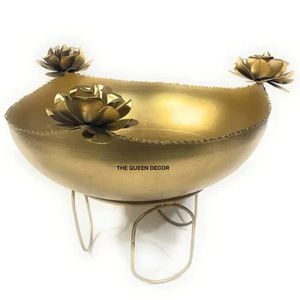 Bol de service en aluminium moulé plaqué or de haute qualité, design élégant et raffiné, pour la décoration de table et la présentation d'aliments - Product Image 5