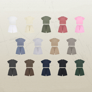 Vente en gros t-shirts pour hommes lavés à l'acide ensemble t-shirt et short surdimensionné en coton épais uni vintage avec logo personnalisé - Product Image 2