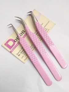 แหนบต่อขนตา90 45องศาแหนบต่อขนตาที่จับติดเพชรสีชมพูฉลากตามสั่ง - Product Image 4