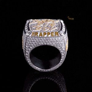 Elegante anillo de campeón de oro macizo de 10K con diamantes de moissanita, joyería elegante de Hip Hop, anillo llamativo ostentoso para raperos - Product Image 4