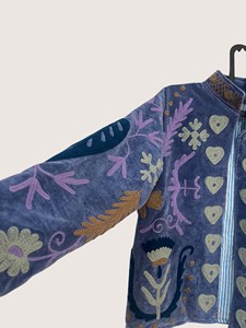 <b>Chinese</b> Style Embroidered Floral Cotton <b>Jacket</b> Mandarin Collar Three Quarter Sleeve Adult Spring Casual Outerwear - Product Image 2
