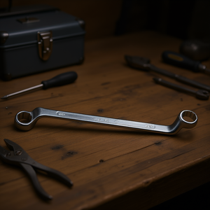 Chiave a poligonale doppia curva profonda cromata con chiavi - Product Image 3