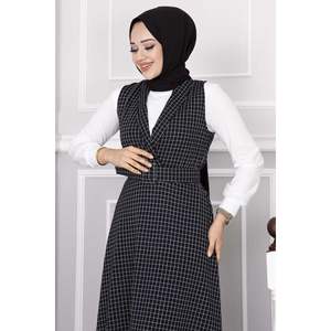 Basak Double Vest Hijab Ensemble Noir - Product Image 3