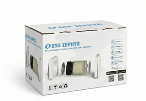 Unidad de Ventilación con Recuperación de Calor (HRV) Inteligente WiFi BSK Zephyr, sin Ductos, para Instalar a Través de la Pared, Controlada por Aplicación, para Casas, Oficinas, Escuelas y Apartamentos - Product Image 6