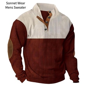 Sweat-shirt décontracté pour homme en coton 100% uni à col montant et manches longues - Product Image 3