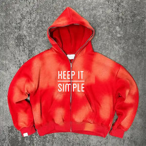 Best Selling Acid Wash Hoodie Zipper Up Casual Wear Full Sleeve Sun Fad Acid Wash Hoodies With <b>Screen</b> Printed Logo - Product Image 5