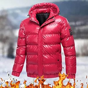 Chaqueta acolchada de invierno impermeable de peso pesado para hombre, ropa de abrigo acolchada de moda de lona brillante metálica con capucha - Product Image 4