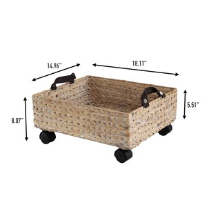 Panier en jacinthe d'eau avec roulettes, panier de rangement fait à la main, vente en gros, écologique, fabriqué au Vietnam - Product Image 2