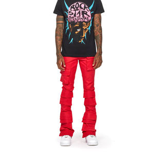 Venta al por mayor personalizado 100% algodón Flare Track Jogger pantalones de chándal de lana para hombres desgastados lavado no tejido apilado Jogger para la venta - Product Image 3