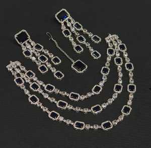 Ensemble de bijoux de mariage glamour déclaration collier de Style indien Jhumka boucles d'oreilles or rouge profond classique en acier inoxydable principal - Product Image 4