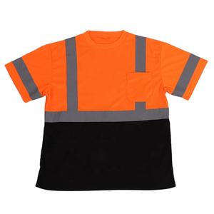 Men Work Wear Orange Black Pocket Reflect Short Sleeve Polo <b>T</b>-<b>shirt</b> - Product Image 1