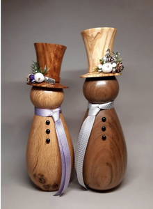 Waldorf Jouets éducatifs Travail manuel Diy Poupées à cheville en bois naturel Noël Bonhomme de neige en forme d'Inde - Product Image 3