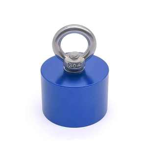 <span class=keywords><strong>Aimant</strong></span> de pêche en néodyme puissant, force de traction de 100 kg/300 kg, base ronde D65 avec œillet pour récupération et sauvetage sous-marin - Product Image 1
