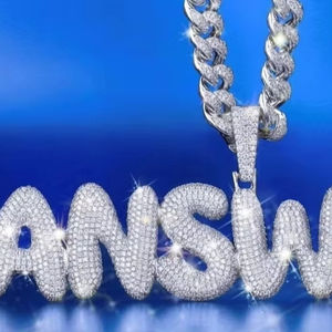 Colgante de diamante de moissanita de Plata de Ley 925, colgante de collar con forma de letra de respuesta de Hip Hop, colgante de regalo - Product Image 1