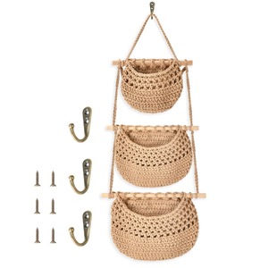Grand panier de rangement en macramé pour la lessive, les essentiels, les livres, les jouets et les vêtements, organisation dans les espaces domestiques modernes, en provenance d'Inde - Product Image 2