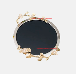 ถาดรองสแตนเลสทรงกลมลายดอกไม้ลายดอกไม้ถาดเสิร์ฟอาหารที่เป็นมิตรต่อสิ่งแวดล้อมงานแฮนด์เมด - Product Image 3