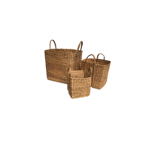 Vietnam factory Natural water hyacinth braided storage basket with for souvenir beach party craft ( whatsapp 0084587176063)