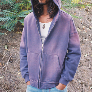 Zipper <b>Hoodie</b> Streetwear Custom Blank 500 Gsm <b>Hoodie</b> <b>Pink</b> Sun Faded Acid Wash Boxy Zip up Distressed Zip <b>Hoodie</b> for <b>Men</b> - Product Image 5