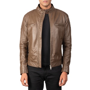Veste en cuir pour homme PUFFIN SPORTS, col montant personnalisé, en peau de mouton de qualité supérieure, camouflage printanier, écologique, haute qualité, manches longues - Product Image 1