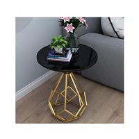 Mesa Auxiliar Redonda Moderna con Acabado de Madera Lisa y Patas de Metal Resistentes para una Decoración de Sala de Estar Elegante y Funcional