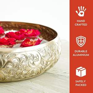 Bol Urli décoratif en laiton de qualité supérieure fabriqué à la main pour pièce d'exposition de décoration florale et de bougie - Product Image 5