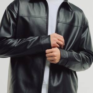 Blouson aviateur d'hiver en cuir véritable 100% sur mesure d'Alphatek International pour homme, fermeture éclair, col rabattu, écologique - Product Image 6