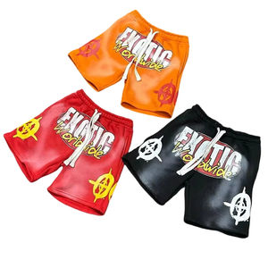 Pantalones cortos de algodón lavados con ácido y piedra con parche bordado de gran tamaño descolorido informal personalizado para hombre - Product Image 1