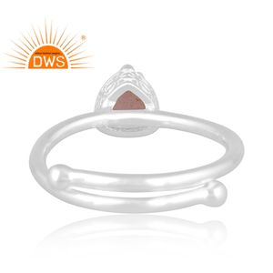 Último diseño de plata de ley fina piedra lunar melocotón Natural piedra preciosa anillo apilable joyería personalizada para mujer regalo para ella - Product Image 2