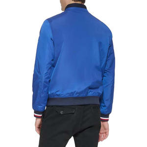 Chaquetas Bomber de Poliéster Color Azul, Cuello Alto, Cierre de Cremallera, Diseño de Logotipo Personalizado, Fabricación OEM, Chaquetas de Ropa para Hombre en Venta - Product Image 5