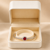 Boîte à bijoux MISEN de luxe en cuir PU blanc ivoire, carrée et arrondie, avec couvercle, pour bagues et colliers, personnalisable avec logo