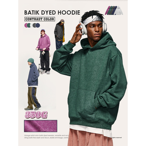 Sweat à capuche Streetlab Patik Dyed 350 Gsm en molleton français, coupe ample, style vintage, collection hiver homme, impression personnalisée, broderie - Product Image 2