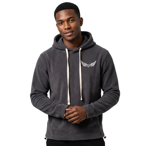 Sudadera con Capucha Negra Sólida para Hombre, Corte Regular, Manga Larga, Algodón French Terry, Ropa Casual de Otoño - Product Image 5