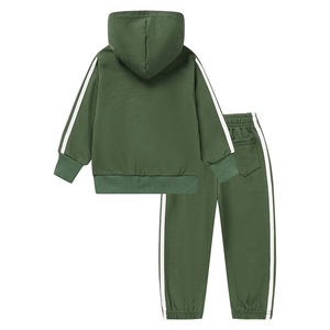 Nouveauté : Ensemble de survêtement décontracté à capuche pour tout-petits, uni, hiver, grande taille, fermeture éclair, manches longues, coton, polyester, taille élastique sur le côté - Product Image 2