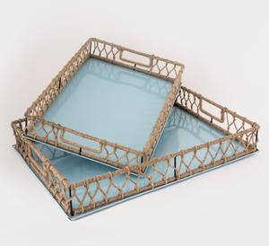 Juego de 2 Bandejas Clásicas para Servir, para Hogar, Hotel, Restaurante, Utensilios de Cocina, Color Plata y Dorado, Diseño Moderno, Bandejas Metálicas para Servir Café - Product Image 5