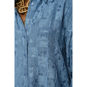 Camicia Oversize Blu Indaco da Donna con Motivo Misto, Unità Singola Inclusa - Product Image 3