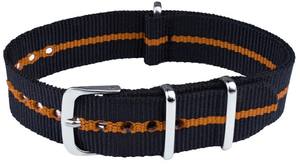 Bracelet de montre intelligent unisexe en nylon N244N 18-22mm, noir, orange, résistant à l'eau, respirant et élastique - Product Image 2
