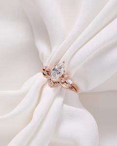 12x6mm Marquise Cut <b>Moissanite</b> Diamond Engagement <b>Ring</b> in Rose Gold | Unique Bridal Wedding Jewelry - Product Image 3